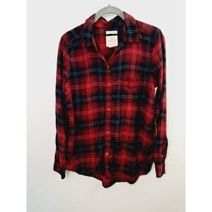American Eagle Ahh-mazingly Soft Shirt Women's Red Plaid Boyfriend Flannel Small